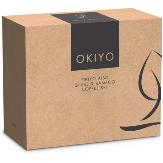 Okiyo Aibo Glass & Bamboo Coffee Set Box